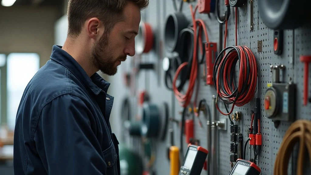Elektriker von Elektro Zorninger im Einsatz beim Kunden — Aufmaß und Beratung vor der Reparatur